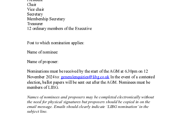LIBG AGM 2024 nominations